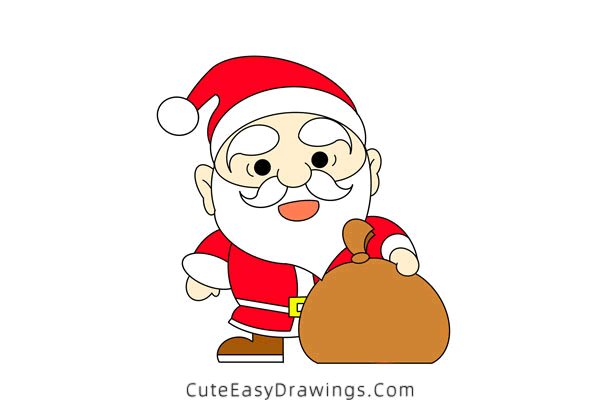 how to draw santa claus and a sack - www.cuteeasydrawings.com