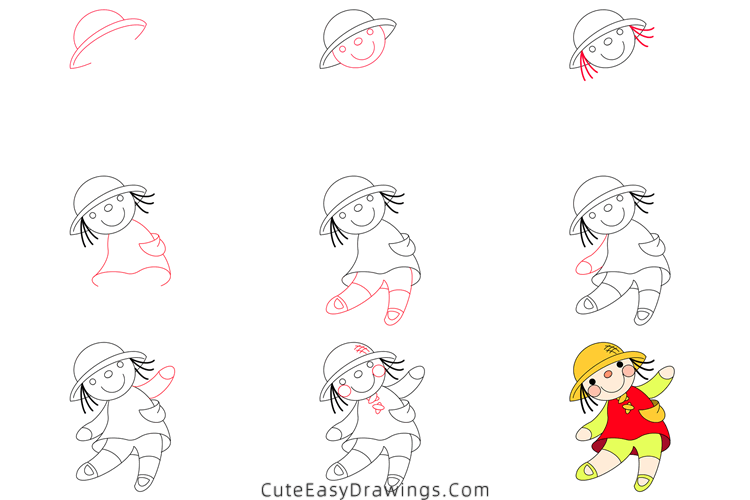 how to draw a doll - www.cuteeasydrawings.com