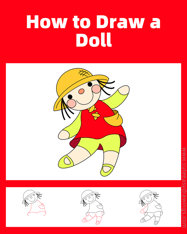 how to draw a doll - www.cuteeasydrawings.com