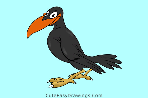 how to draw a raven - www.cuteeasydrawings.com