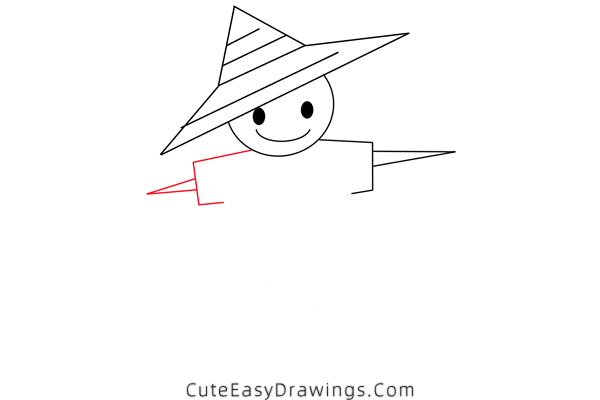 how to draw a scarecrow - www.cuteeasydrawings.com