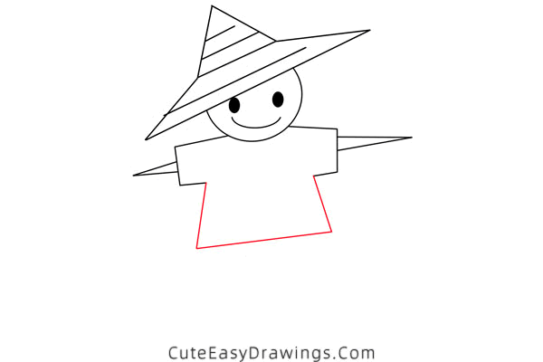 how to draw a scarecrow - www.cuteeasydrawings.com