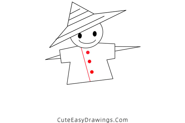 how to draw a scarecrow - www.cuteeasydrawings.com