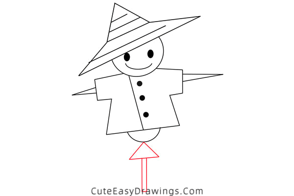 how to draw a scarecrow - www.cuteeasydrawings.com