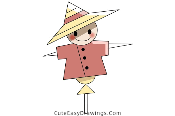 how to draw a scarecrow - www.cuteeasydrawings.com