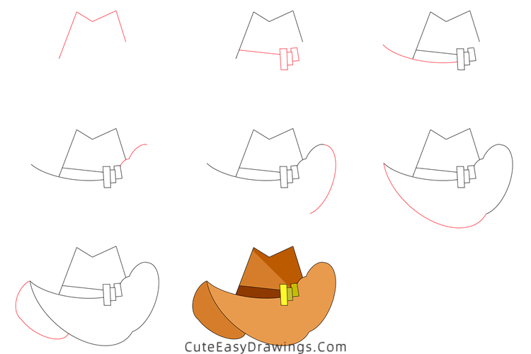 how to draw a cowboy hat - www.cuteeasydrawings.com