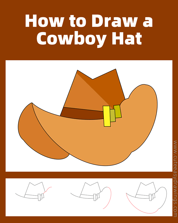 how to draw a cowboy hat - www.cuteeasydrawings.com