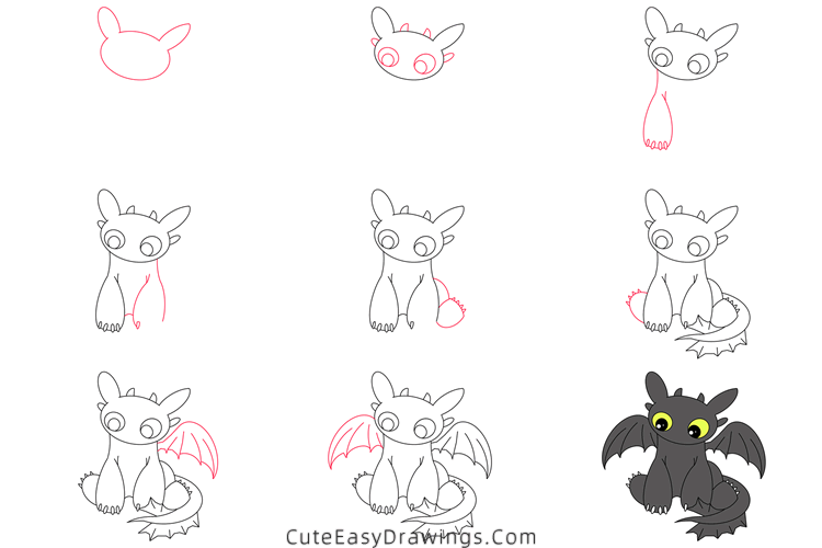 how to draw toothless - www.cuteeasydrawings.com