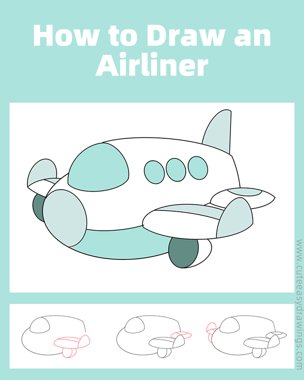 How to Draw an Airliner Step by Step - Cute Easy Drawings