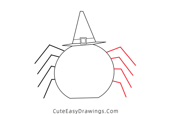 how to draw a halloween spider - www.cuteeasydrawings.com