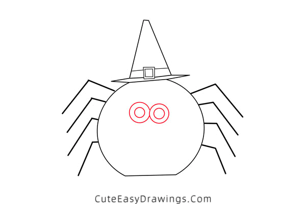 how to draw a halloween spider - www.cuteeasydrawings.com