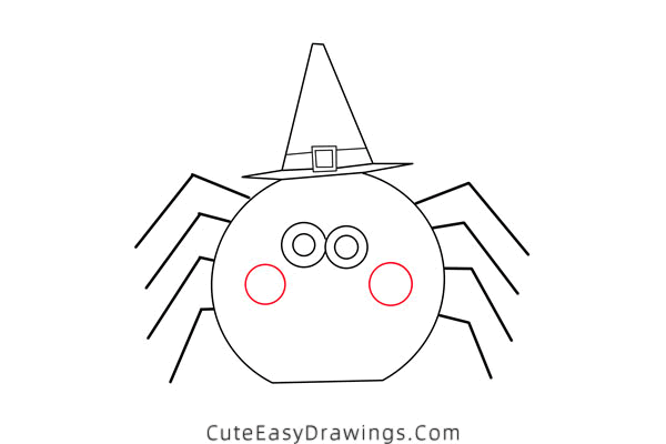 how to draw a halloween spider - www.cuteeasydrawings.com