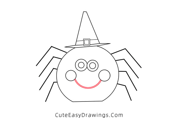 how to draw a halloween spider - www.cuteeasydrawings.com