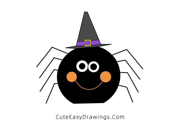 how to draw a halloween spider - www.cuteeasydrawings.com