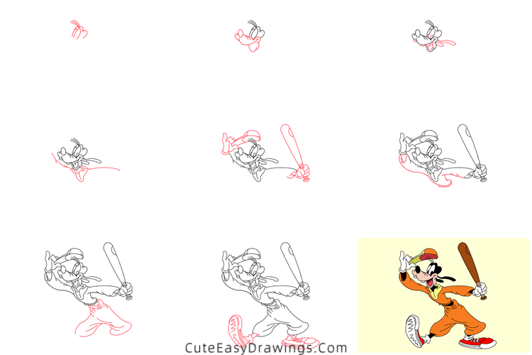 how to draw goofy - www.cuteeasydrawings.com