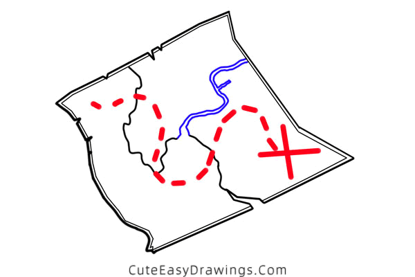 how to draw a treasure map - www.cuteeasydrawings.com