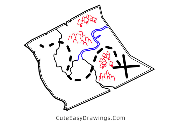 how to draw a treasure map - www.cuteeasydrawings.com