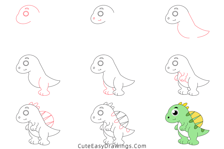 how to draw a cartoon spinosaurus - www.cuteeasydrawings.com