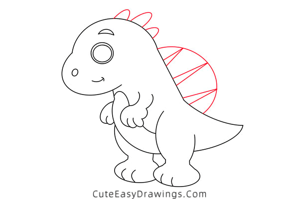 how to draw a cartoon spinosaurus - www.cuteeasydrawings.com