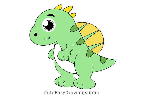 how to draw a cartoon spinosaurus - www.cuteeasydrawings.com