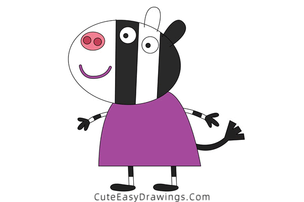 how to draw zoe zebra - www.cuteeasydrawings.com