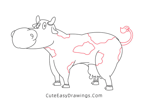 how to draw a cow - www.cuteeasydrawings.com