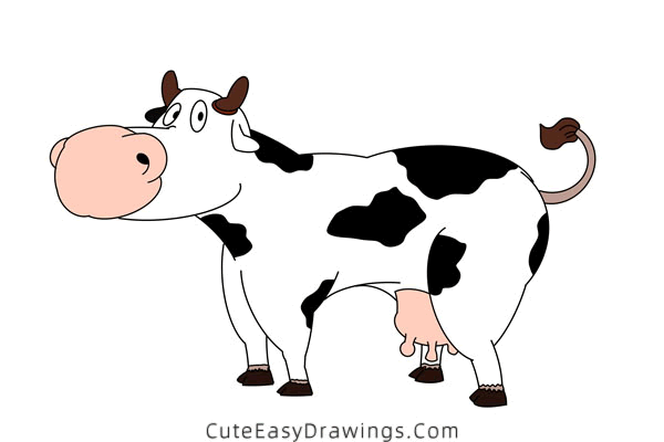 how to draw a cow - www.cuteeasydrawings.com