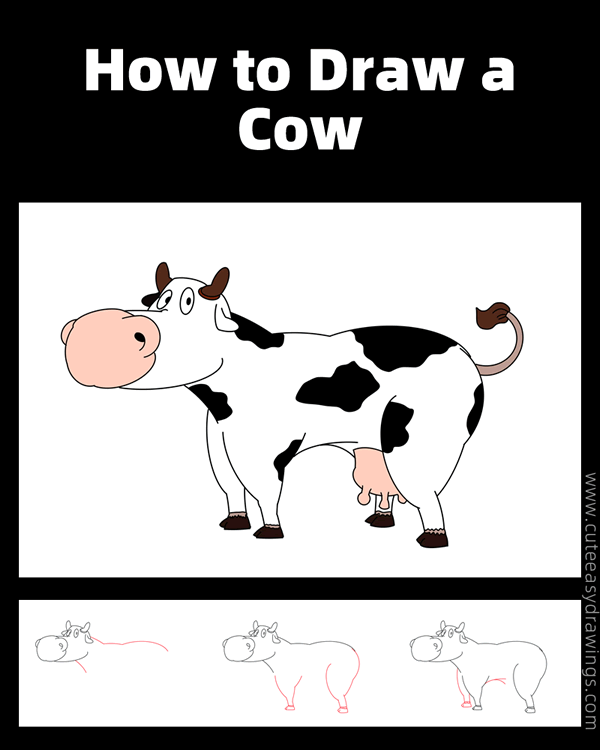 how to draw a cow - www.cuteeasydrawings.com