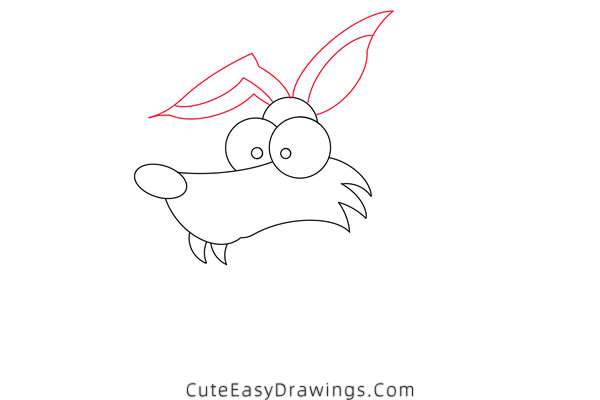 how to draw a cartoon wolf - www.cuteeasydrawings.com