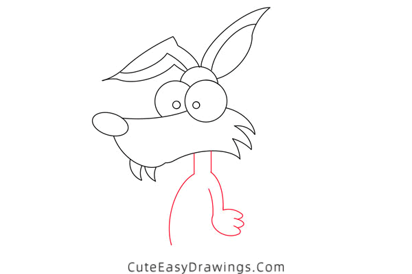 how to draw a cartoon wolf - www.cuteeasydrawings.com