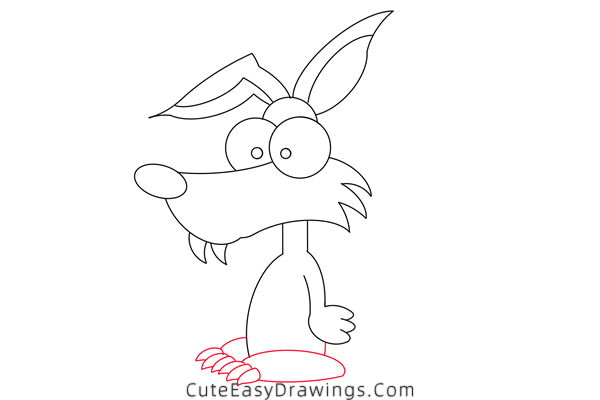 how to draw a cartoon wolf - www.cuteeasydrawings.com