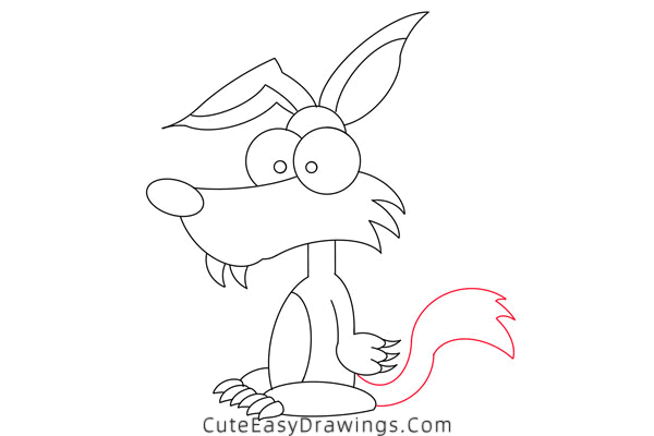 how to draw a cartoon wolf - www.cuteeasydrawings.com