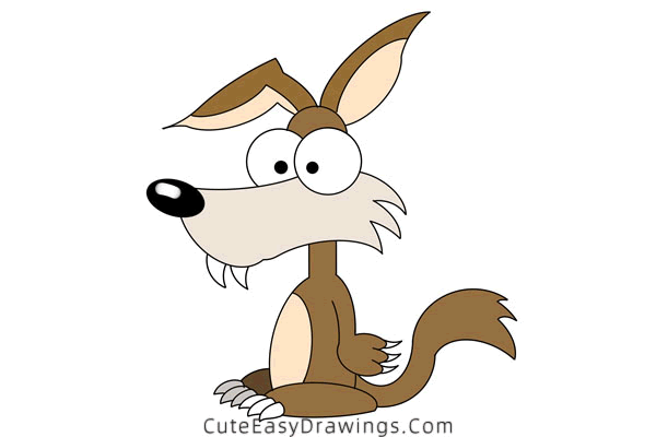 how to draw a cartoon wolf - www.cuteeasydrawings.com