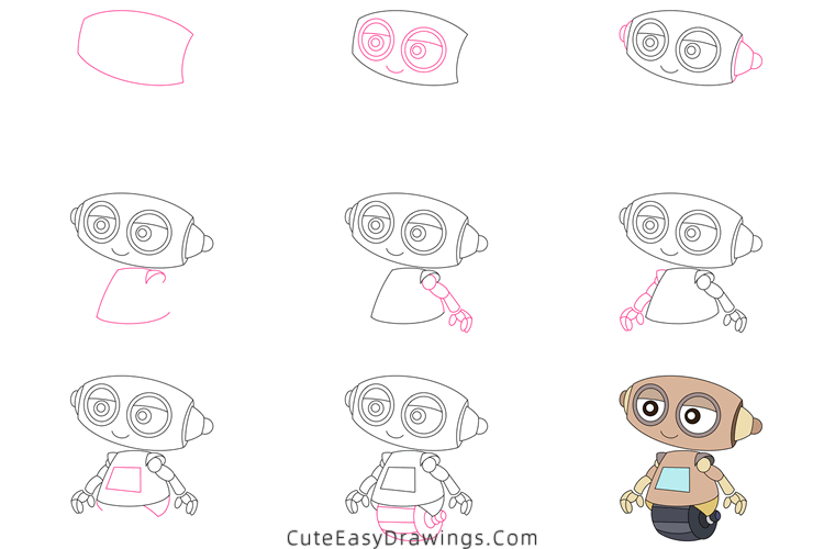 how to draw a robot - www.cuteeasydrawings.com