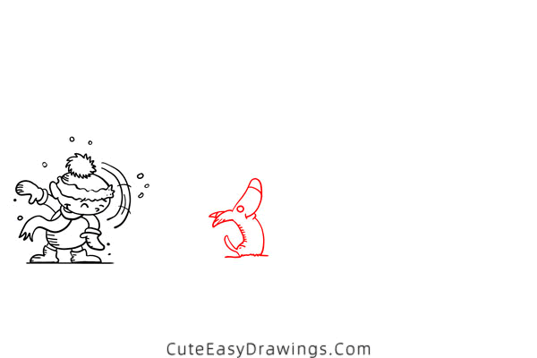 how to draw a snowball fight - www.cuteeasydrawings.com