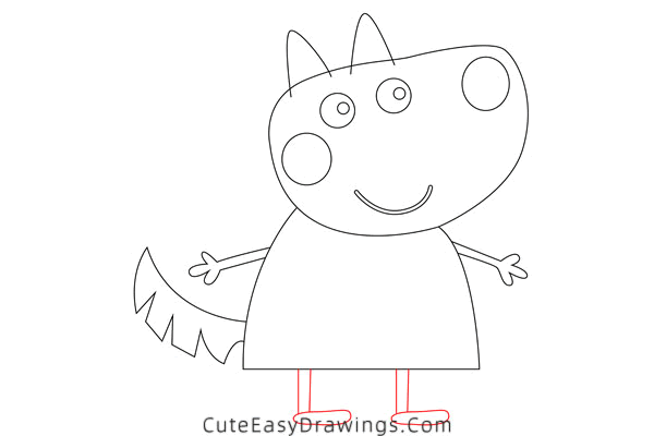 how to draw wendy wolf from peppa pig - www.cuteeasydrawings.com