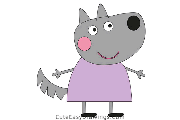 how to draw wendy wolf from peppa pig - www.cuteeasydrawings.com