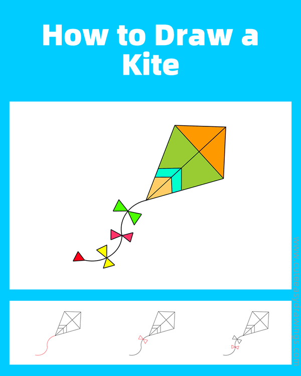 how to draw a kite - www.cuteeasydrawings.com