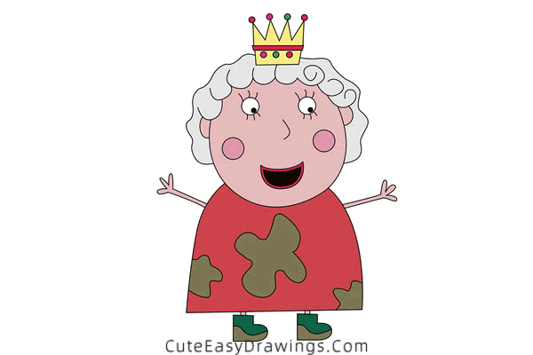 how to draw the queen from peppa pig - www.cuteeasydrawings.com