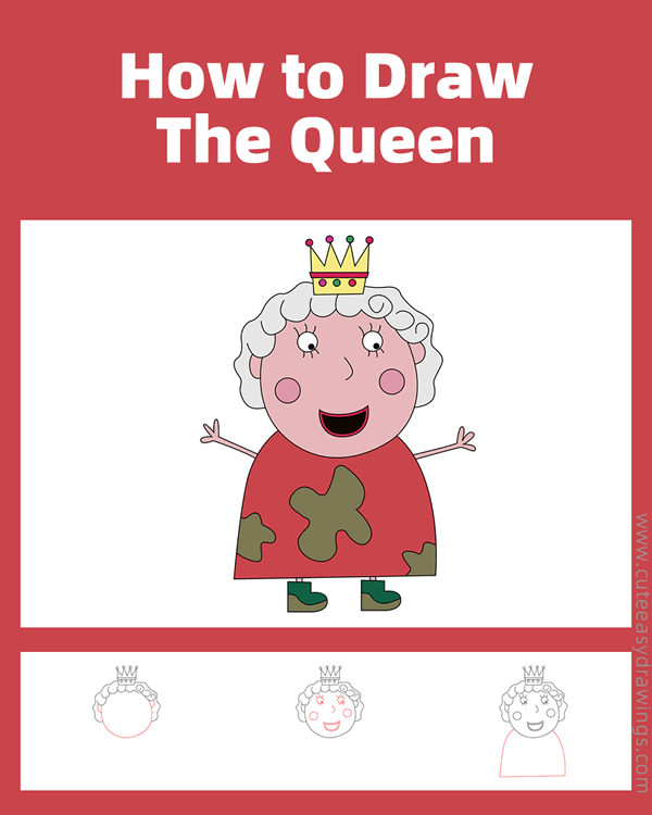 how to draw the queen from peppa pig - www.cuteeasydrawings.com