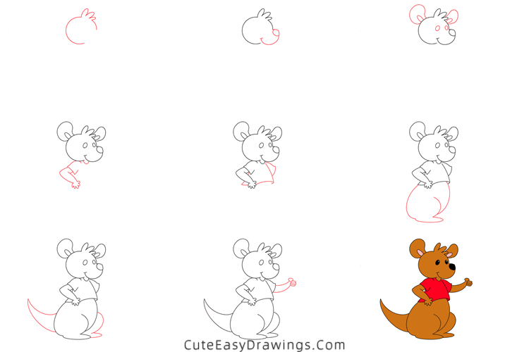 how to draw a kangaroo - www.cuteeasydrawings.com