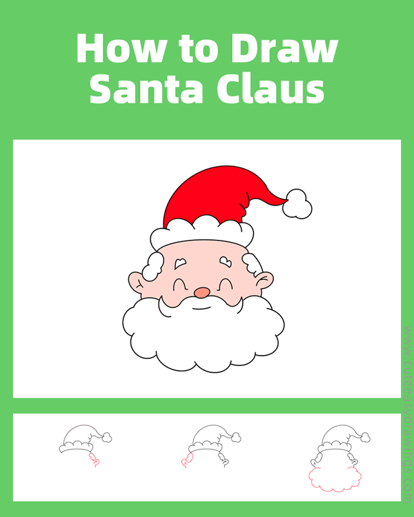 how to draw santa claus face - www.cuteeasydrawings.com