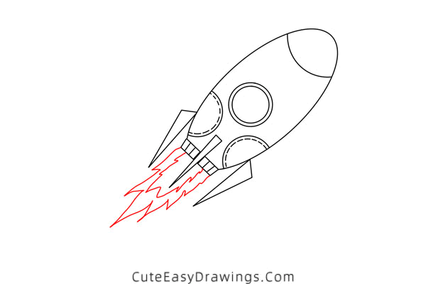 how to draw a rocket in space - www.cuteeasydrawings.com