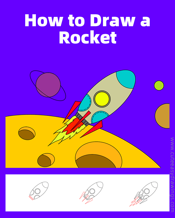 how to draw a rocket in space - www.cuteeasydrawings.com