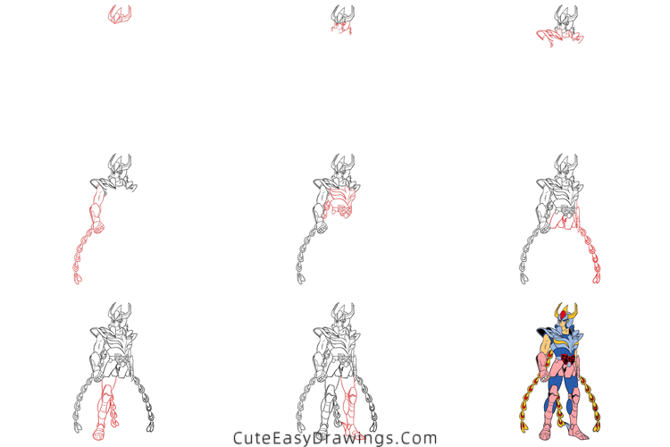 how to draw phoenix ikki from saint seiya - www.cuteeasydrawings.com