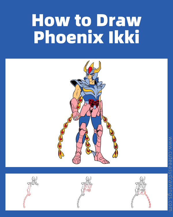 how to draw phoenix ikki from saint seiya - www.cuteeasydrawings.com