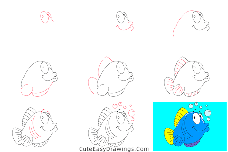 how to draw a tropical fish - www.cuteeasydrawings.com