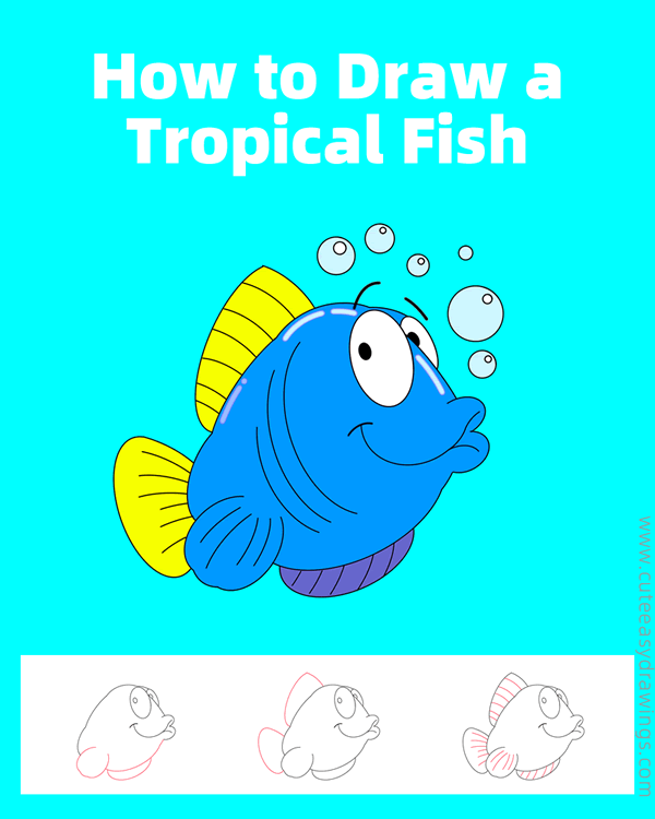 how to draw a tropical fish - www.cuteeasydrawings.com