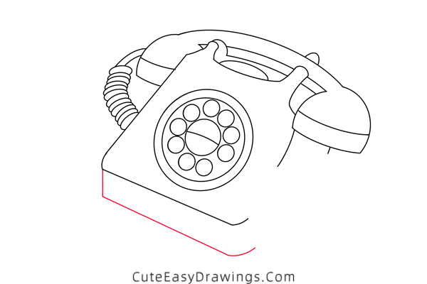 how to draw a telephone - www.cuteeasydrawings.com