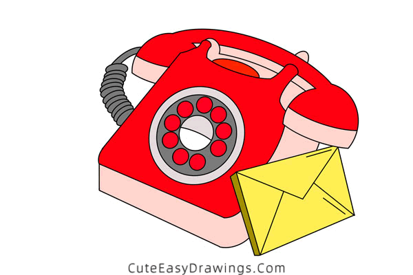 how to draw a telephone - www.cuteeasydrawings.com